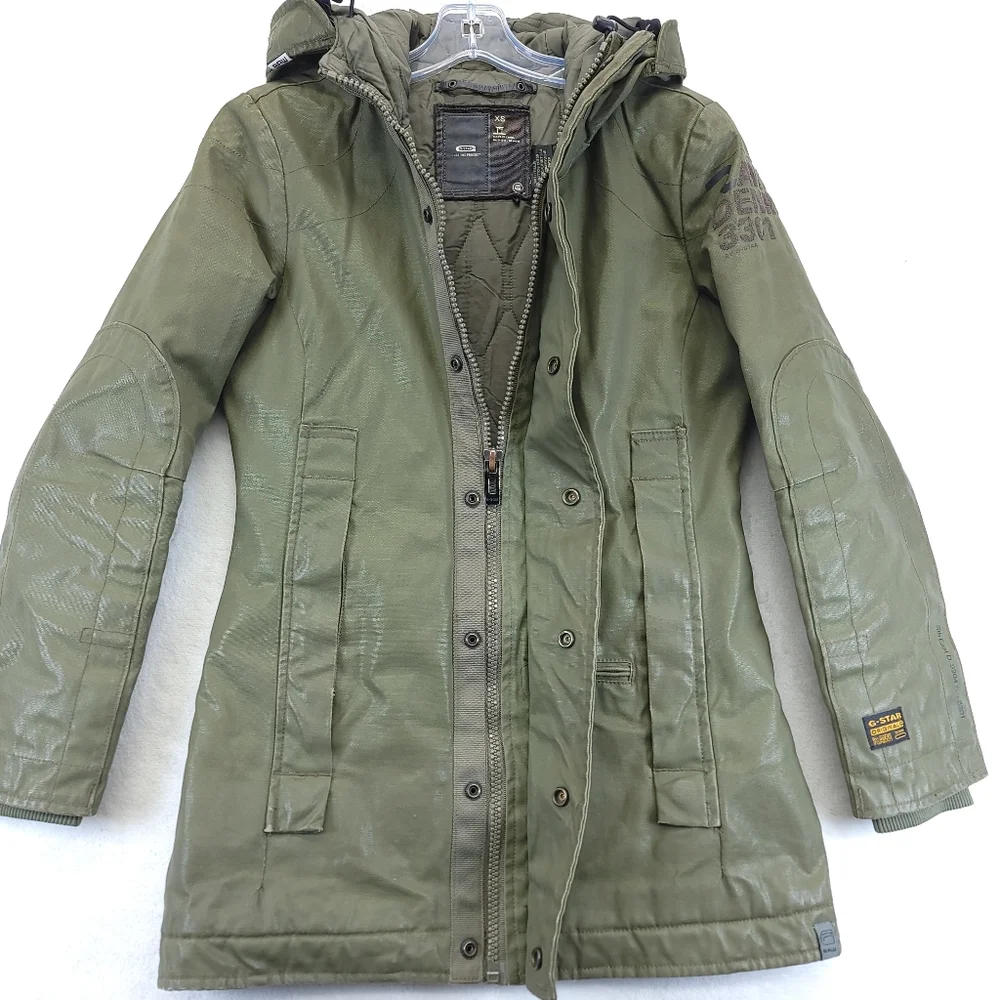 G-STAR RAW DUTY JKT Women's Jacket Size XS Green Full Zip Pockets Hooded 5204